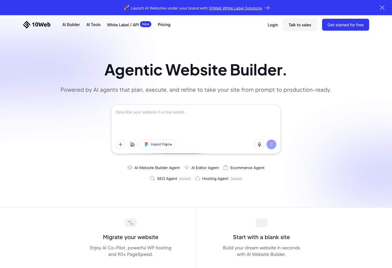 Screenshot of 10Web