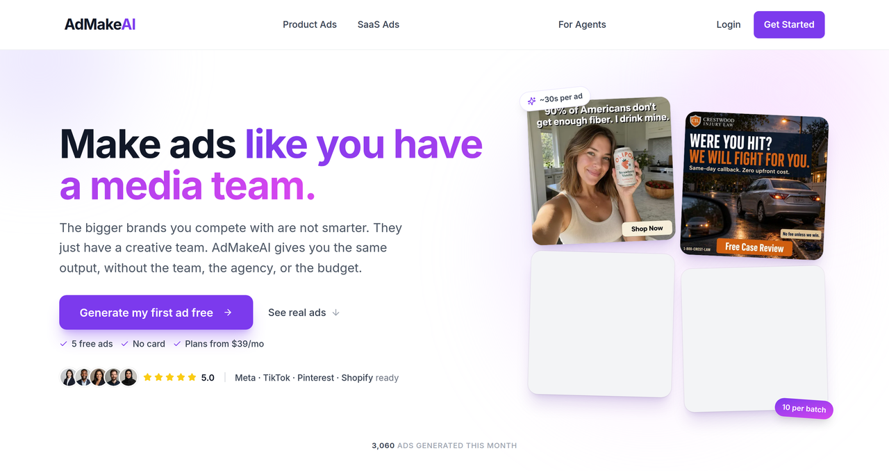 Screenshot of AdMakeAI
