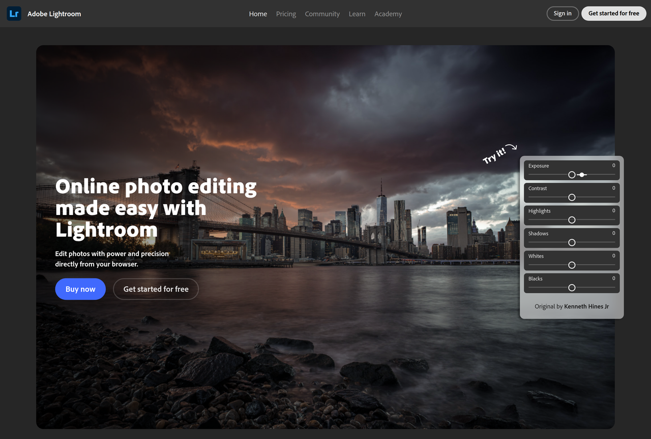Screenshot of Adobe Lightroom
