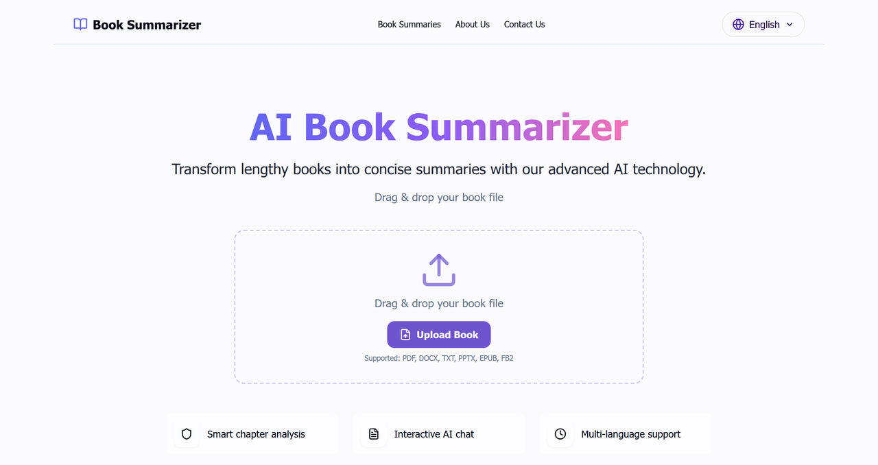 Screenshot of AI Book Summarizer