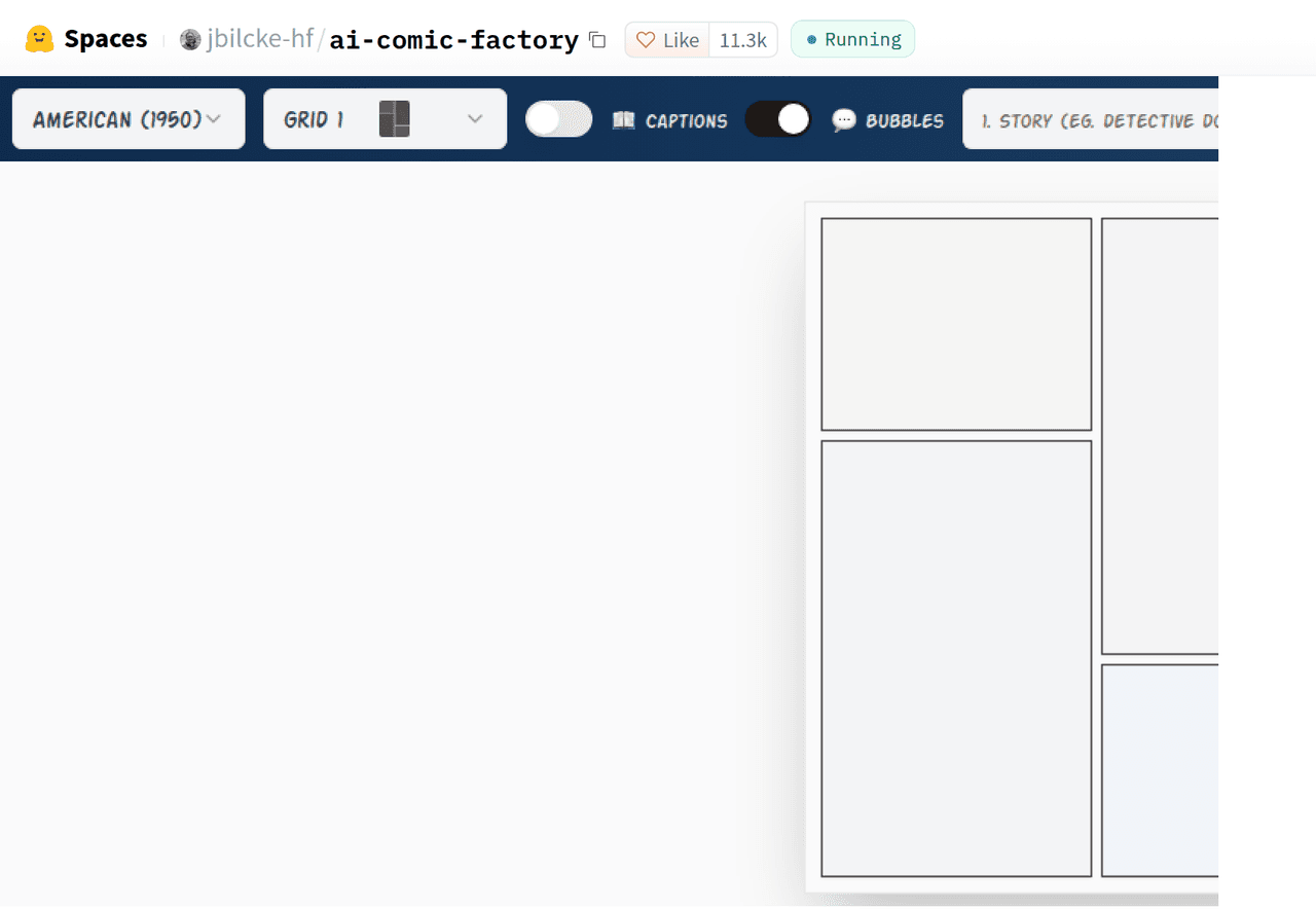 Screenshot of AI Comic Factory