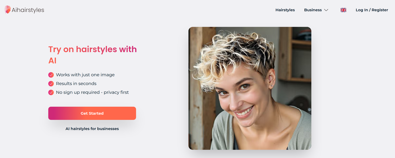 Screenshot of AI HairStyles