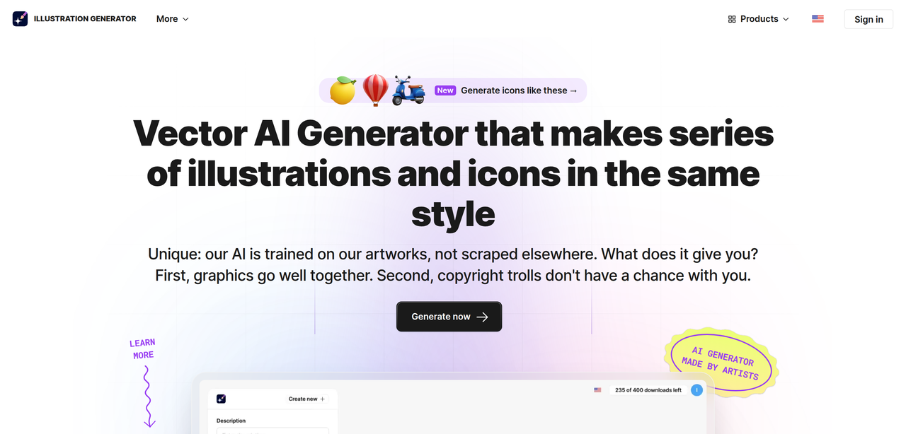 Screenshot of AI Illustration Generator