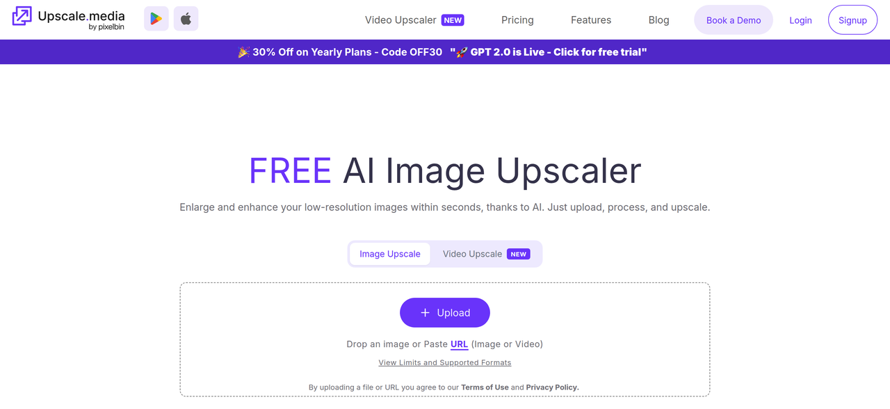 Screenshot of Upscale.media