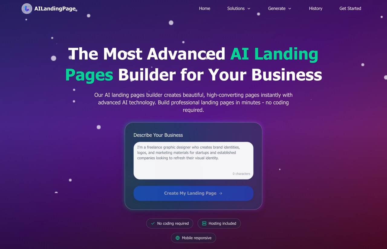 Screenshot of AI Landing Page