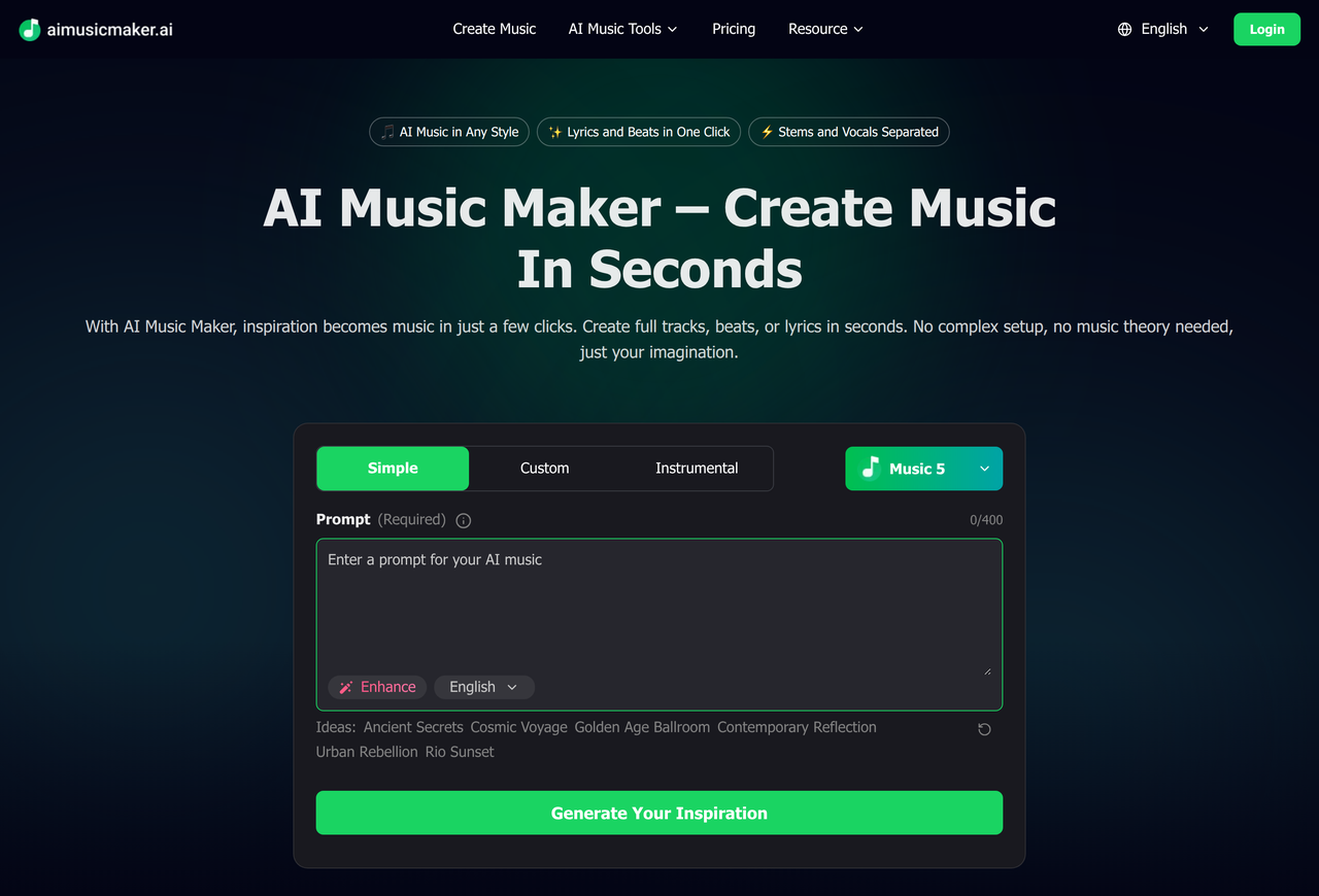 Screenshot of AI Music Maker