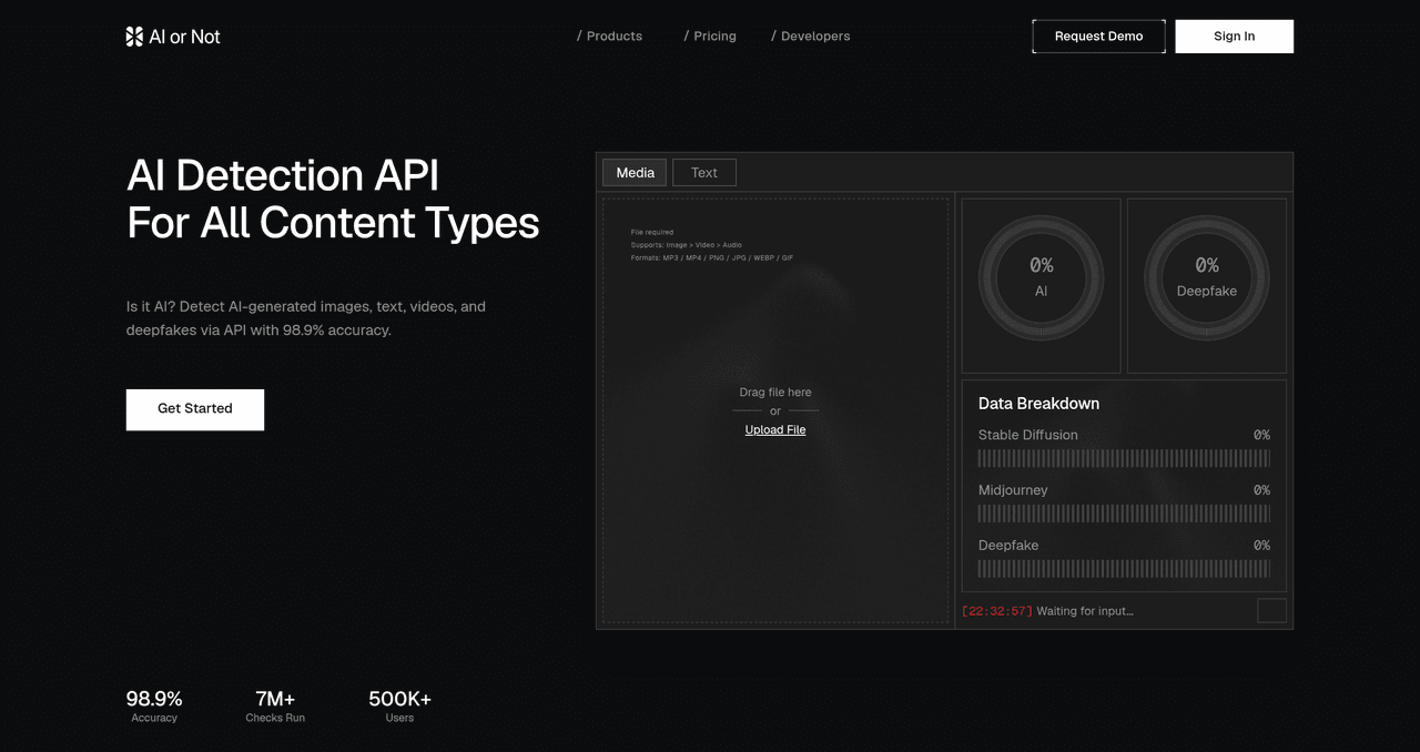 Screenshot of AI or Not
