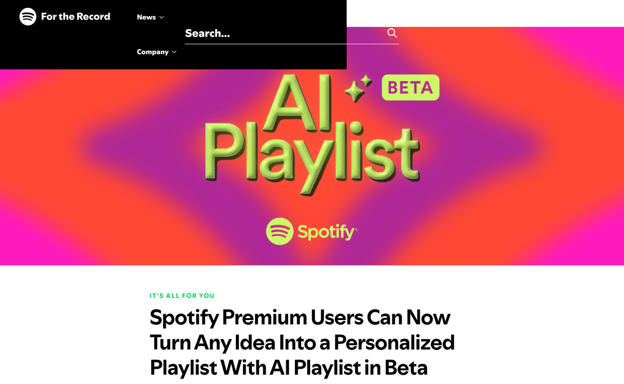 Screenshot of AI Playlists by Spotify