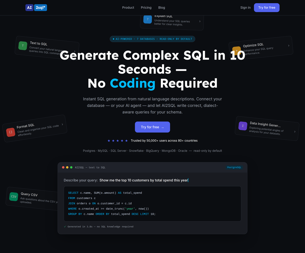 Screenshot of Ai2sql