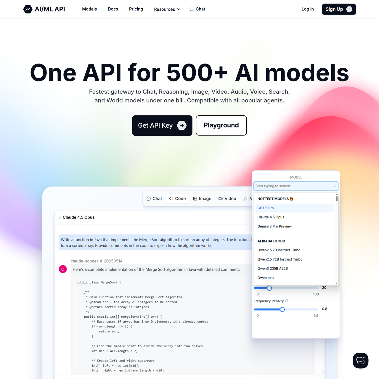 Screenshot of AIML API