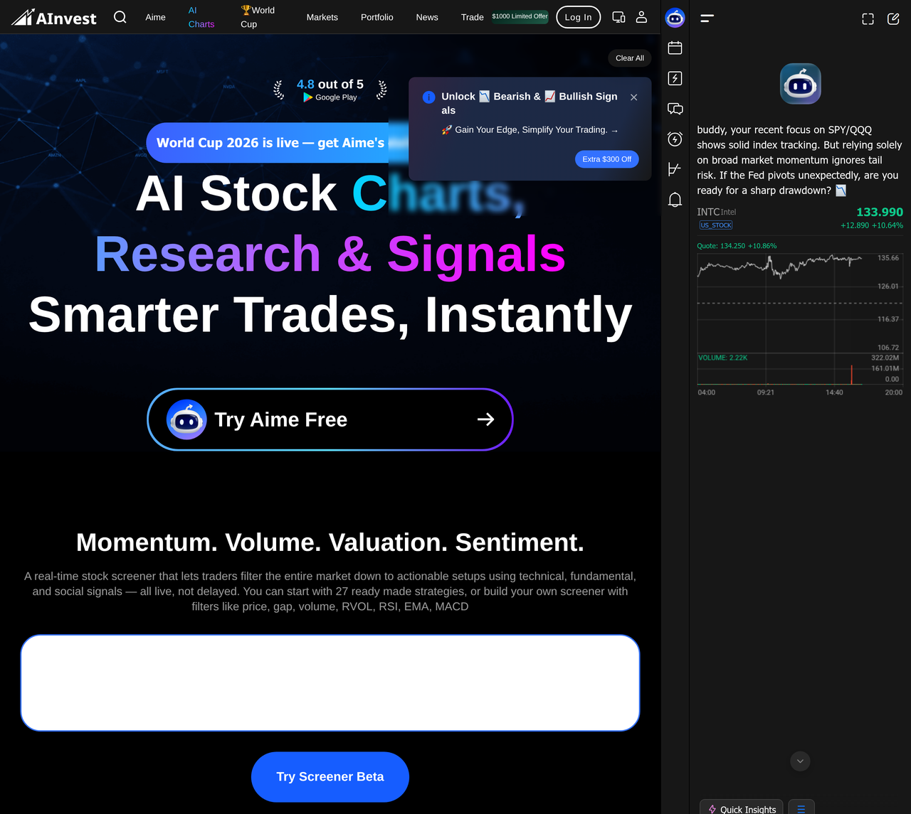 Screenshot of AInvest
