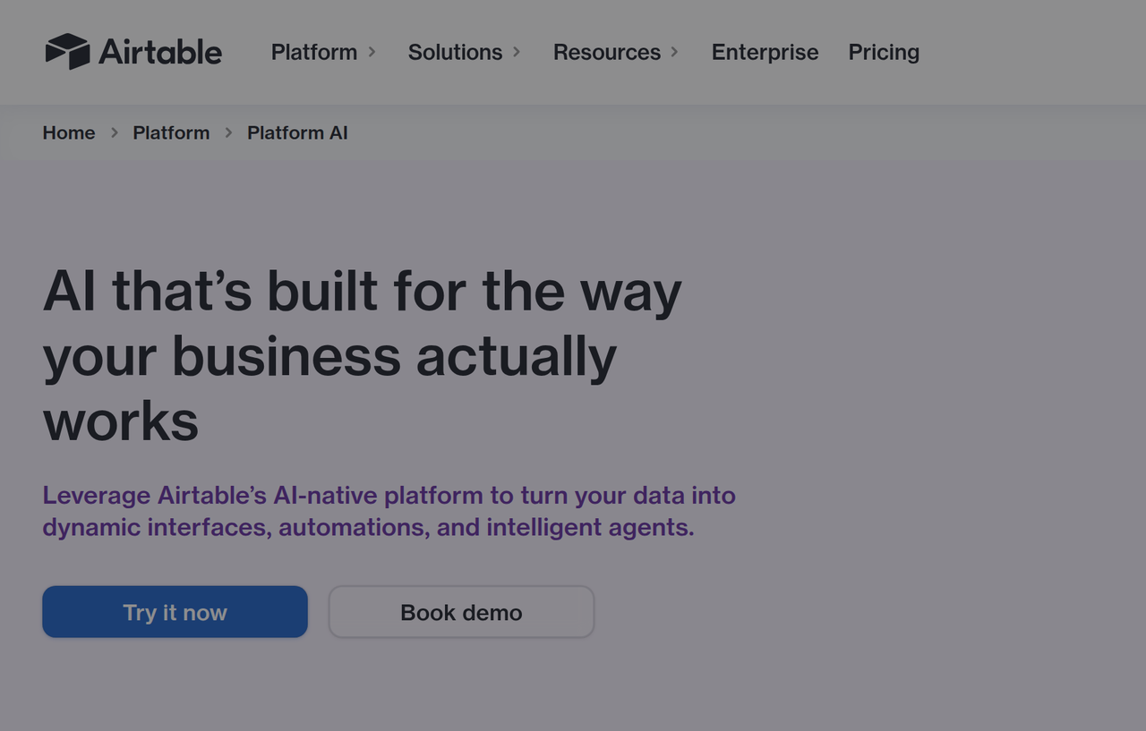 Screenshot of Airtable AI