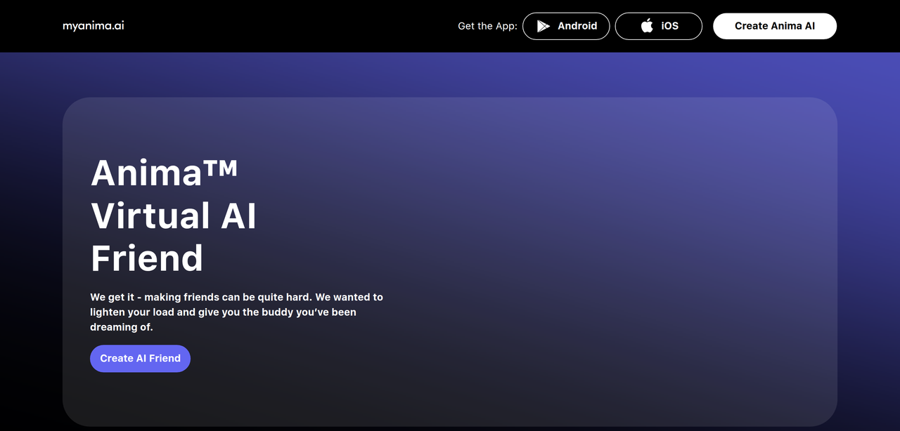 Screenshot of Anima AI