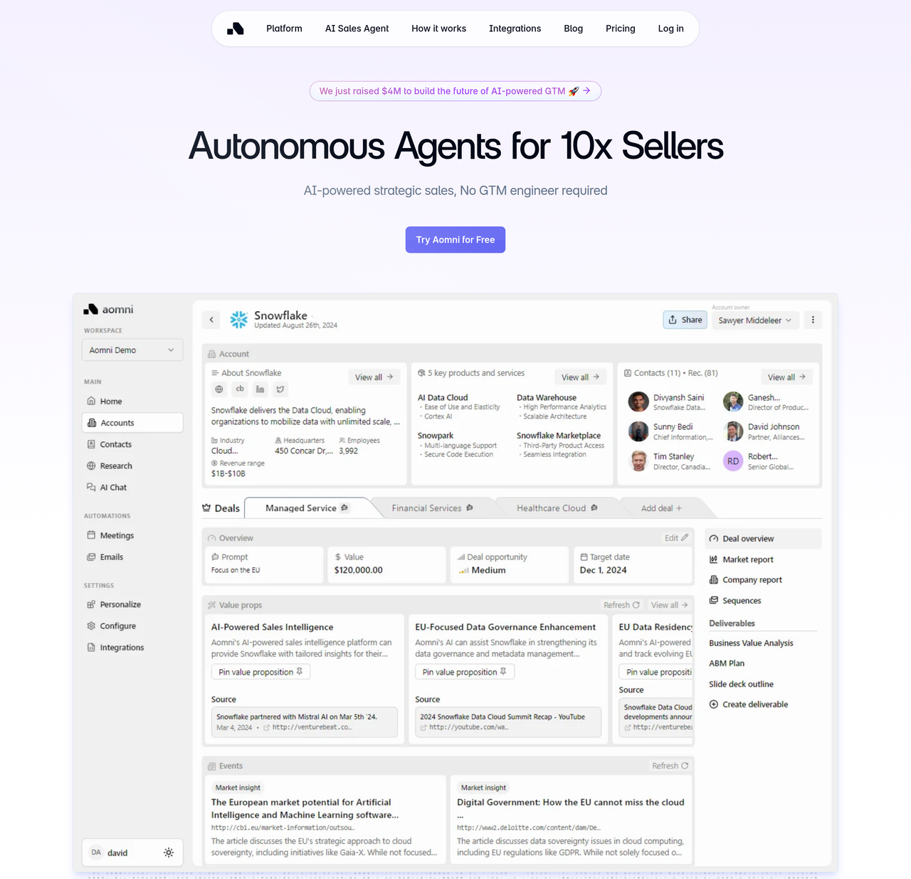Screenshot of Aomni AI