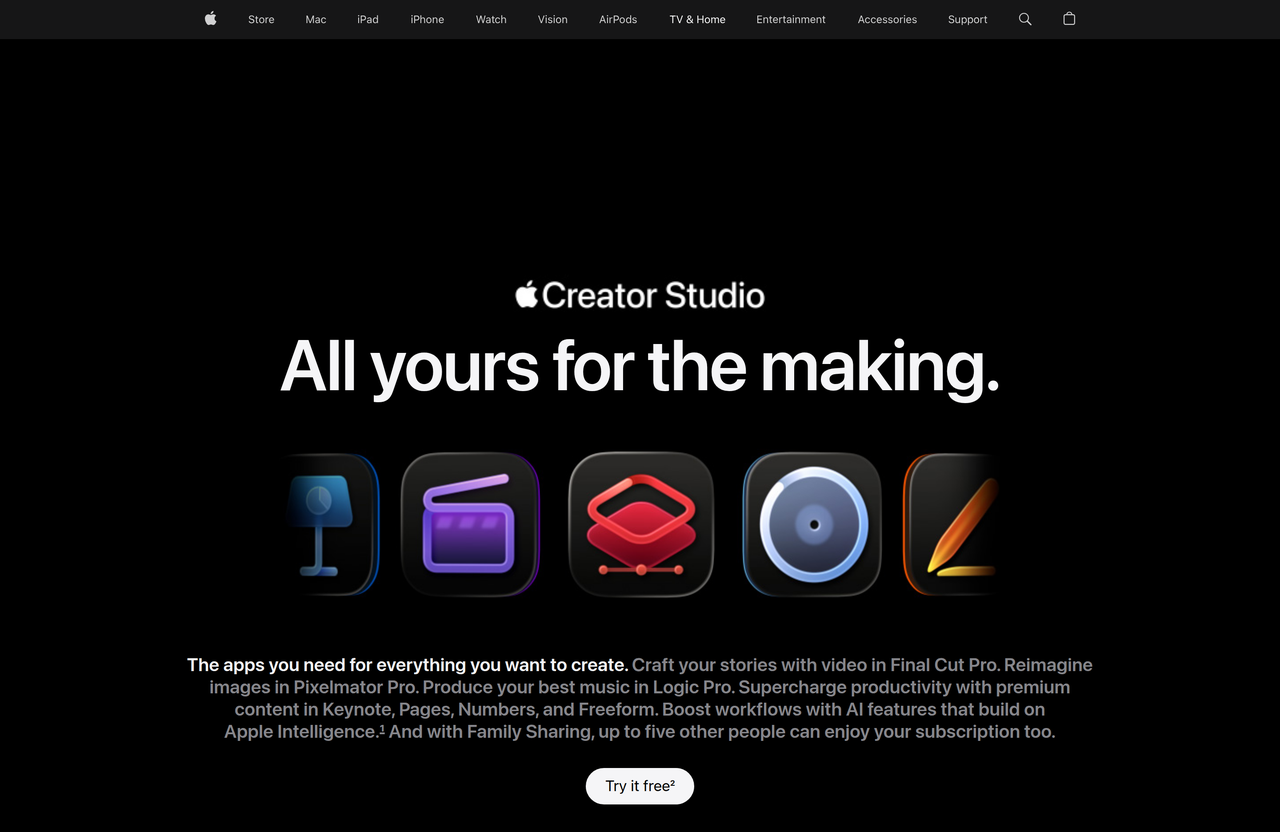 Screenshot of Apple Creator Studio