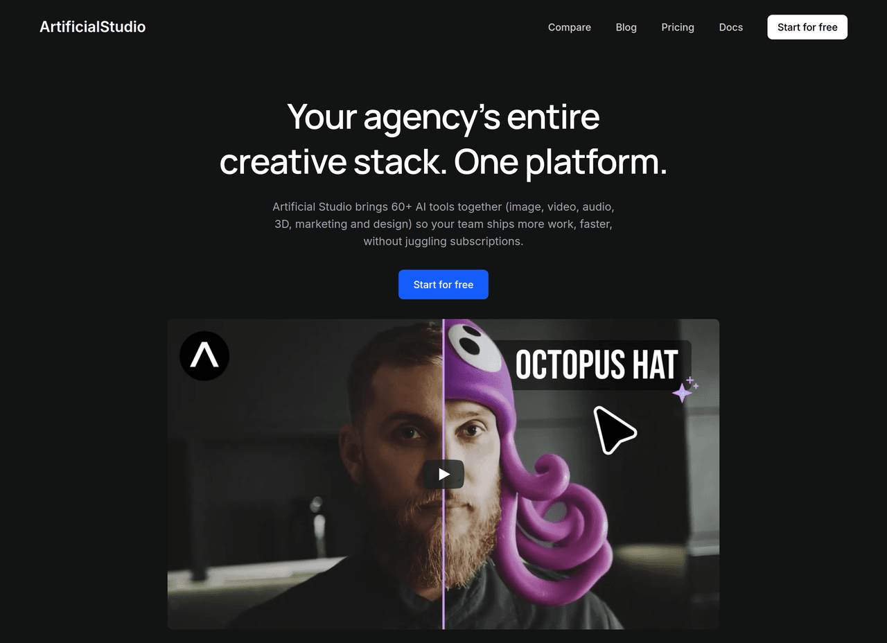 Screenshot of Artificial Studio AI