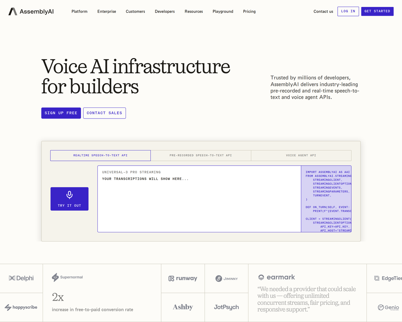 Screenshot of Assembly AI