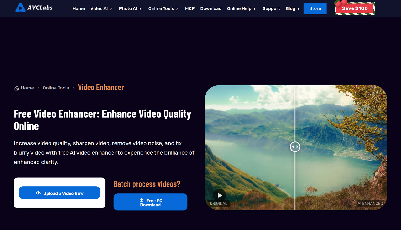 Screenshot of AVCLabs Video Enhancer AI