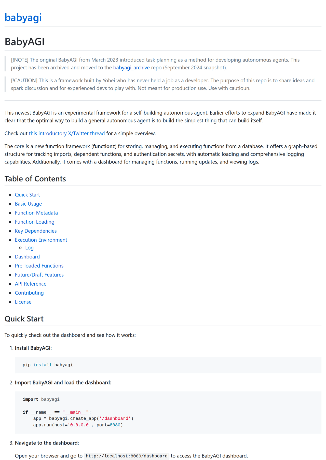 Screenshot of BabyAgi
