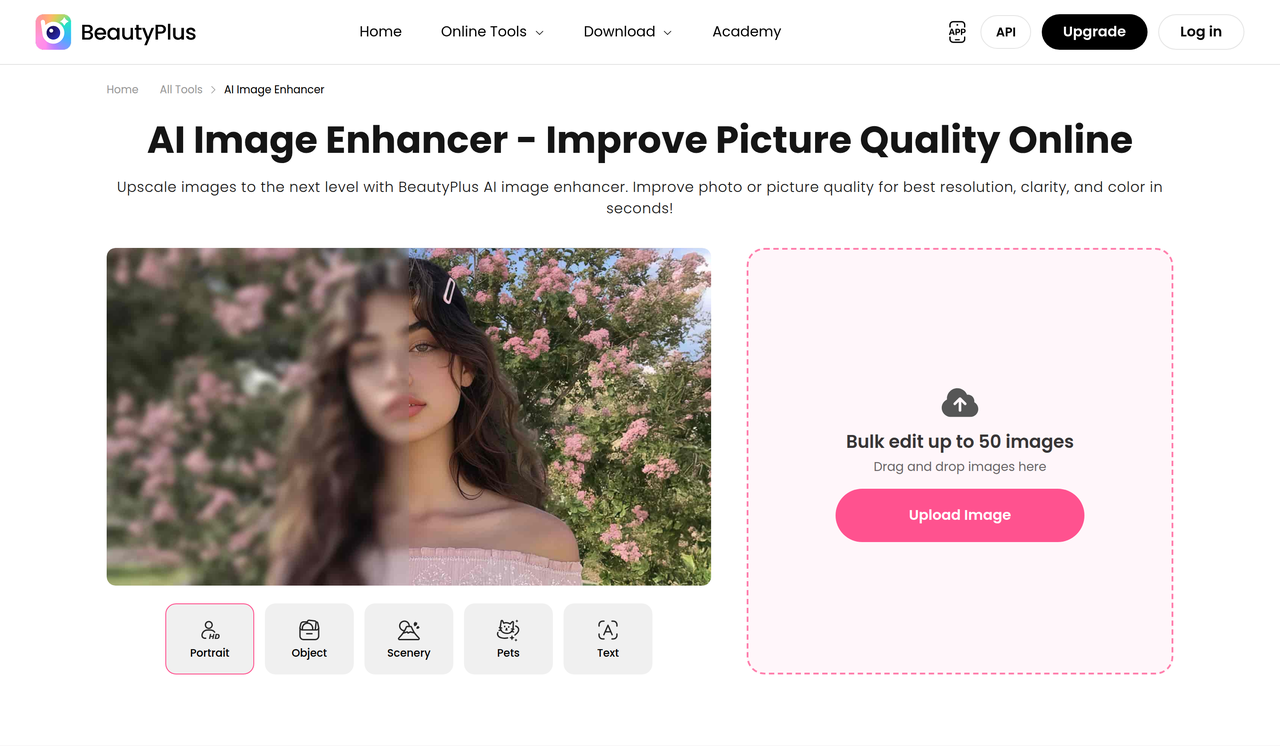 Screenshot of BeautyPlus Image Enhancer