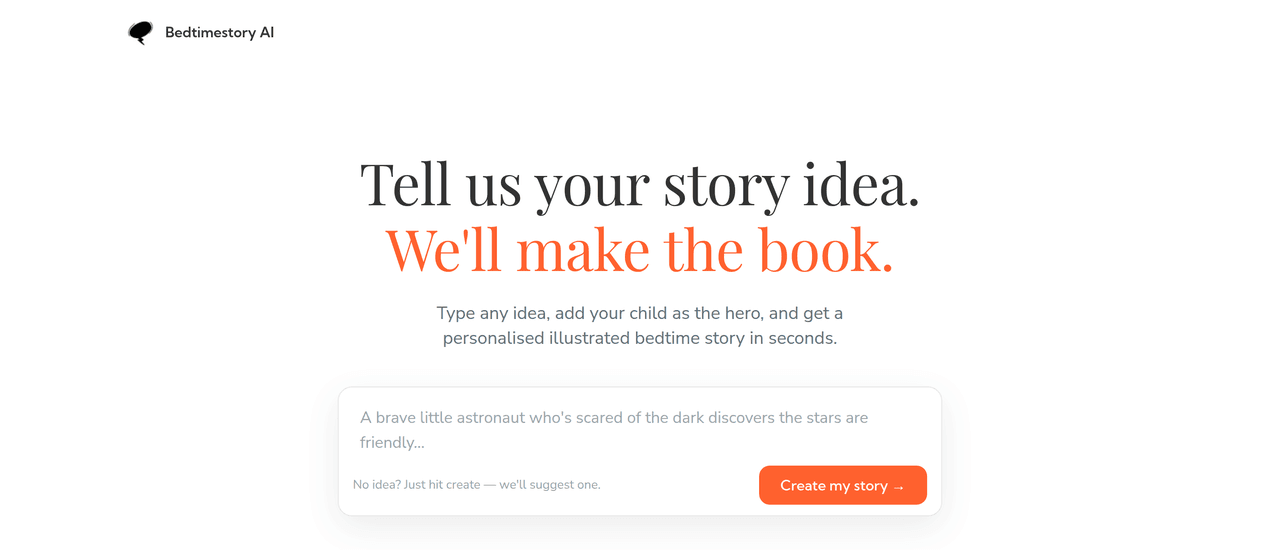 Screenshot of BedtimeStory AI