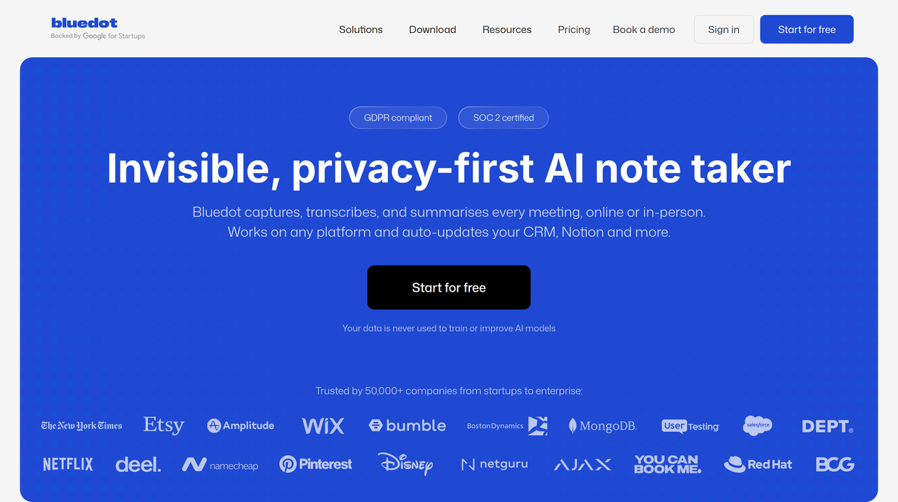 Screenshot of Bluedot