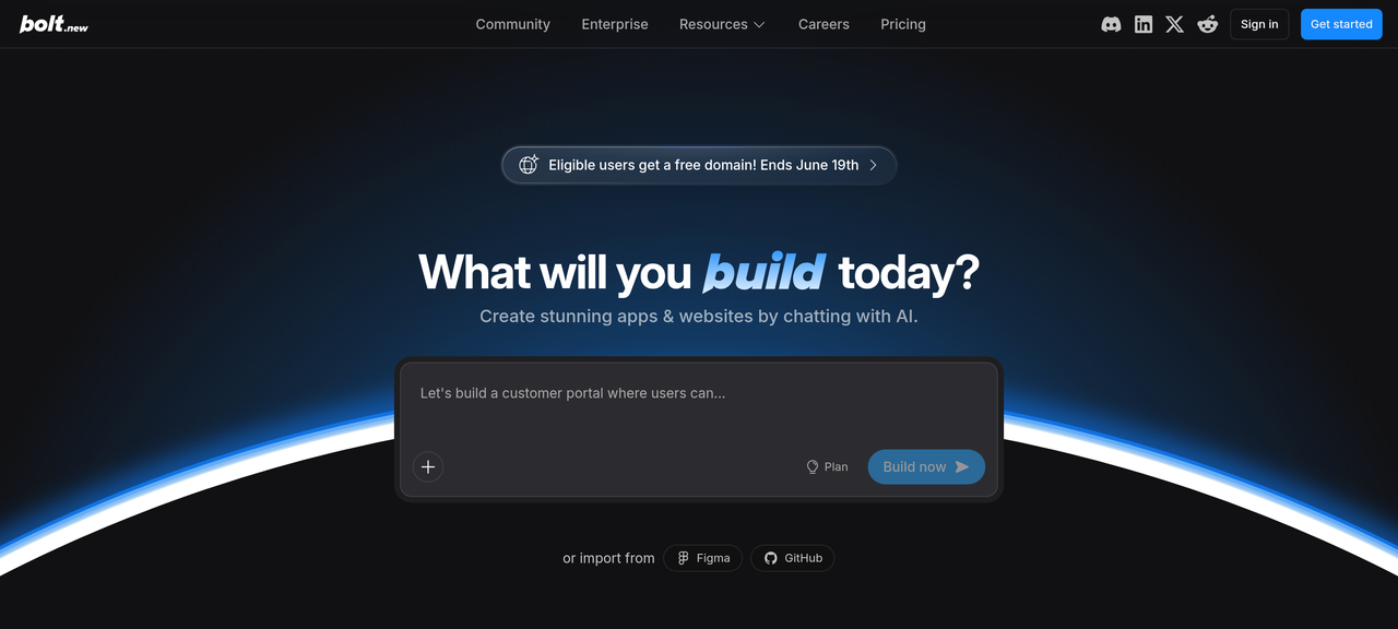 Screenshot of Bolt.new