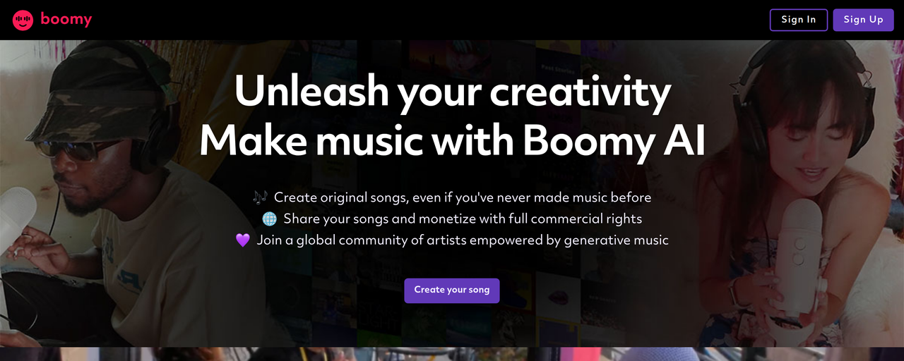 Screenshot of Boomy