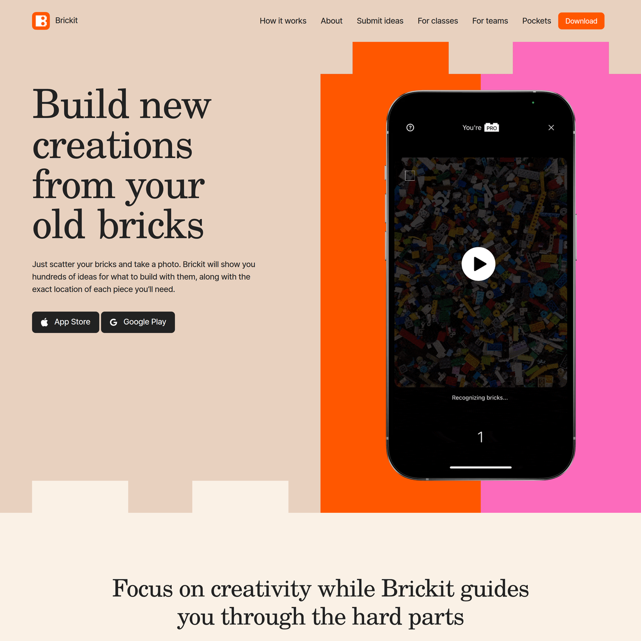 Screenshot of Brickit App