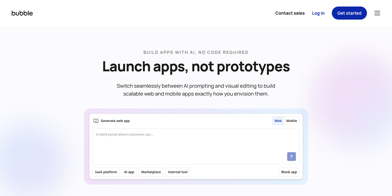 Screenshot of Bubble