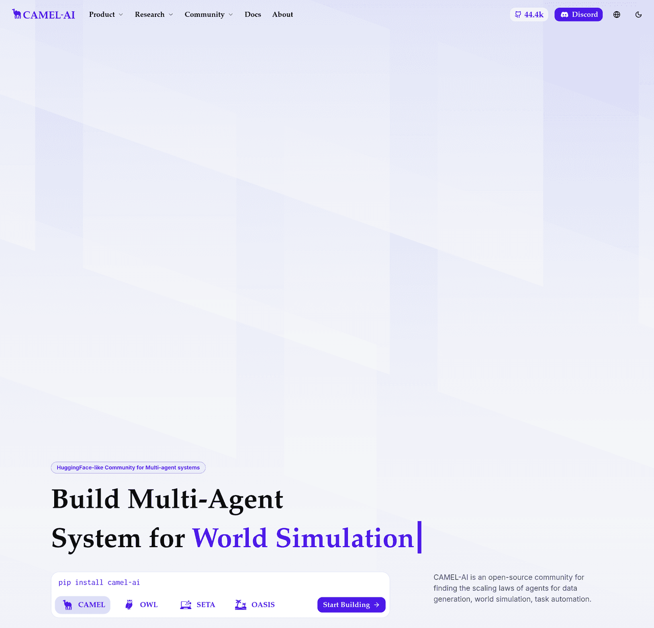 Screenshot of Camel AI