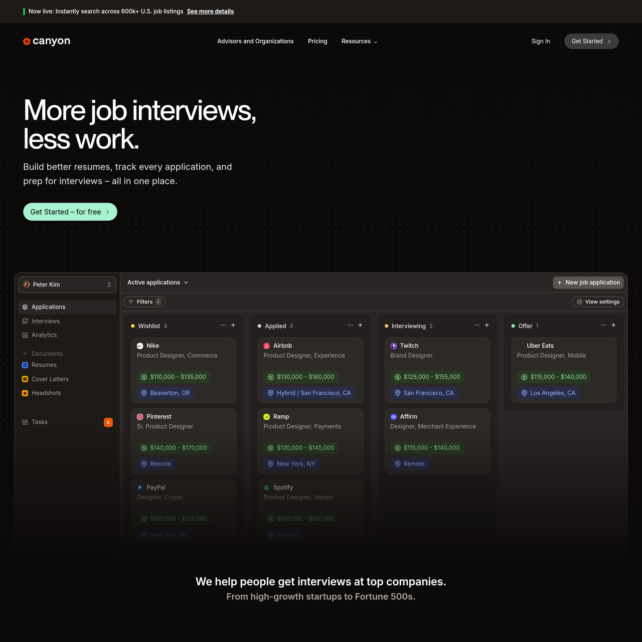 Screenshot of Canyon AI