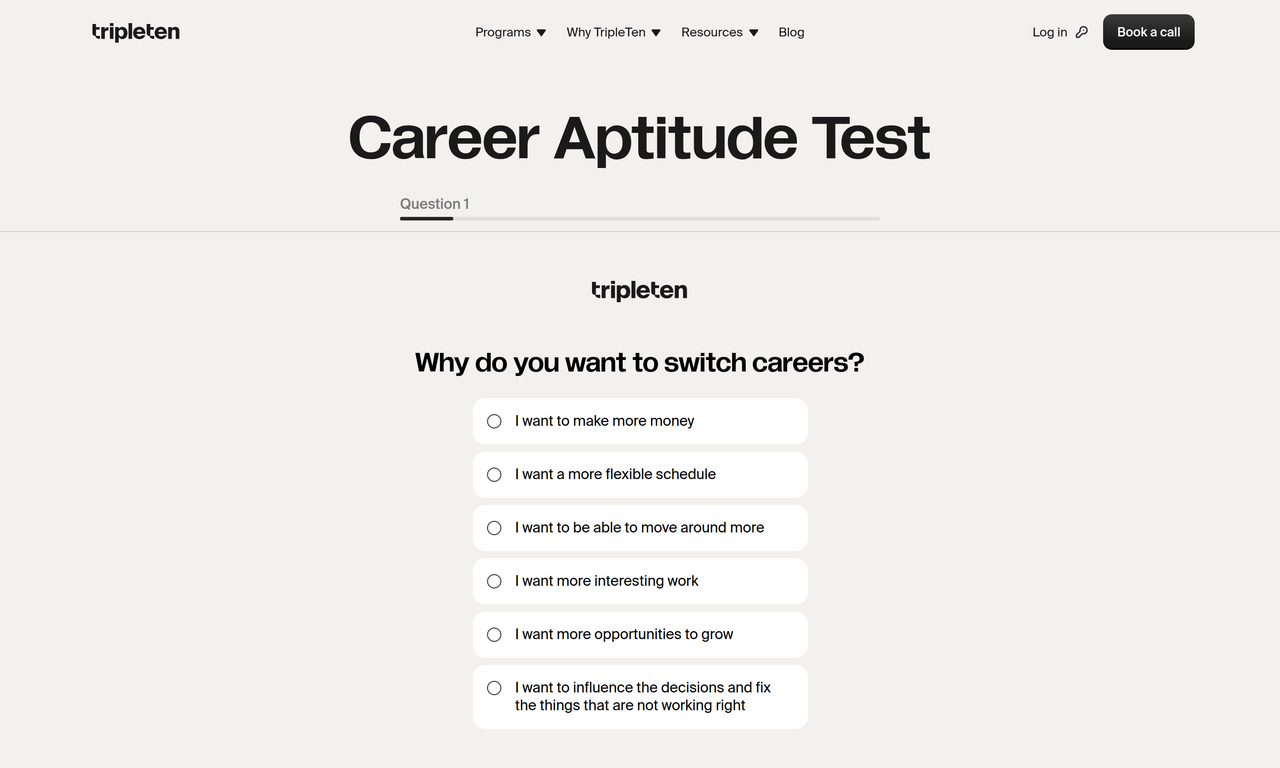 Screenshot of Career Aptitude Test