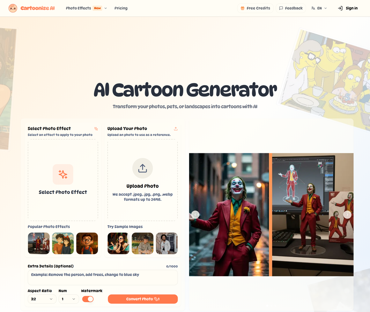 Screenshot of Cartoonize AI