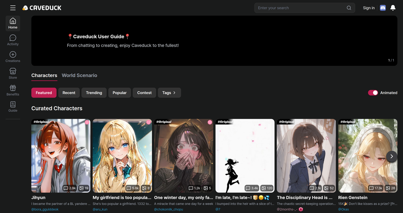 Screenshot of Caveduck