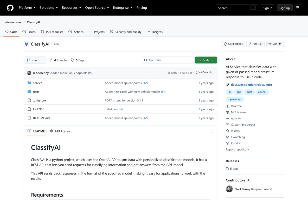 Screenshot of ClassifyAI