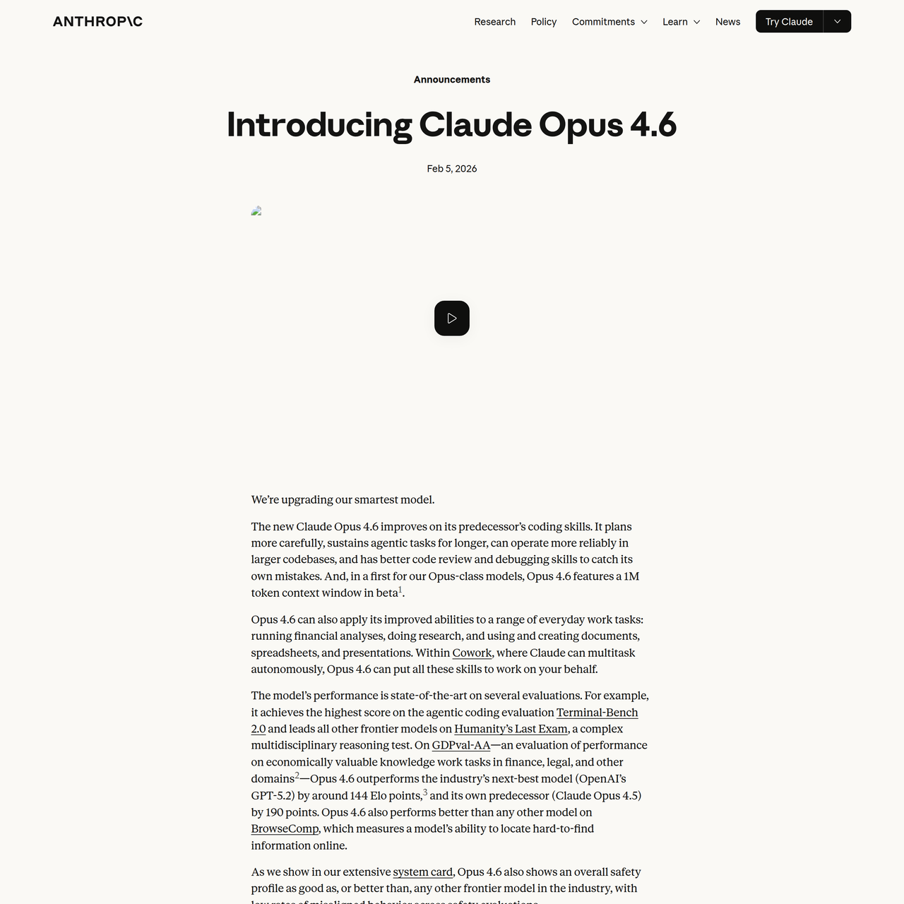 Screenshot of Claude Opus 4.6