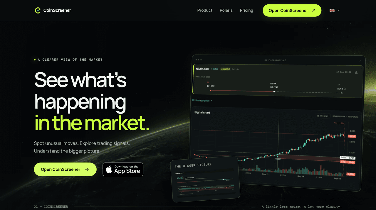 Screenshot of CoinScreener