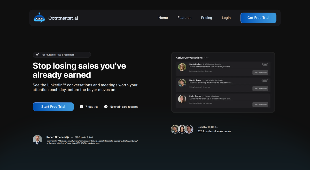 Screenshot of Commenter AI