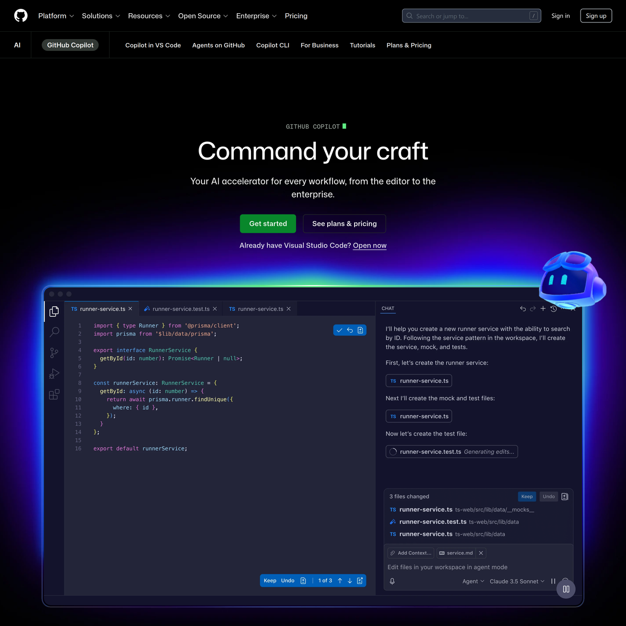 Screenshot of GitHub Copilot AI
