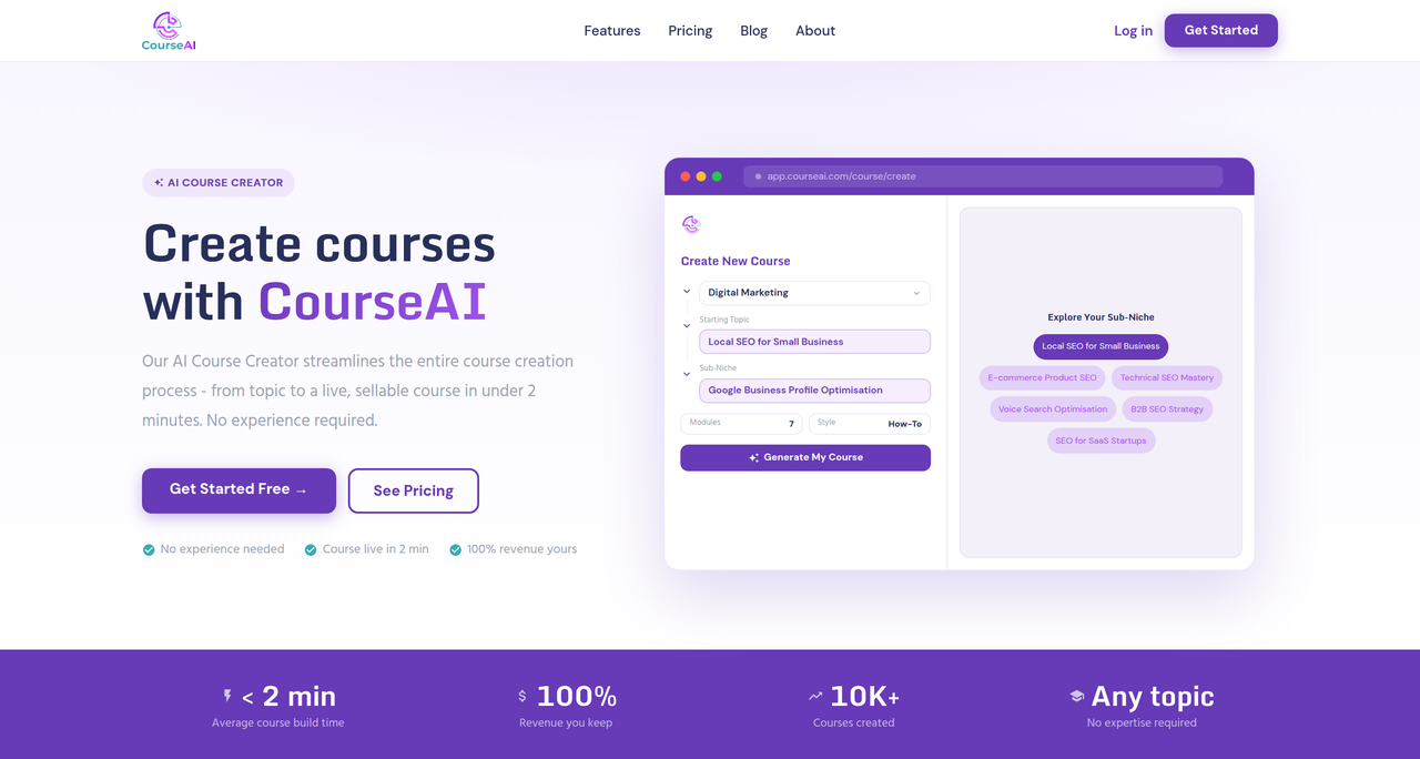 Screenshot of CourseAI
