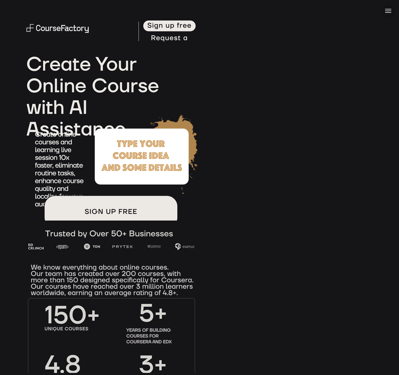 Screenshot of CourseFactory AI
