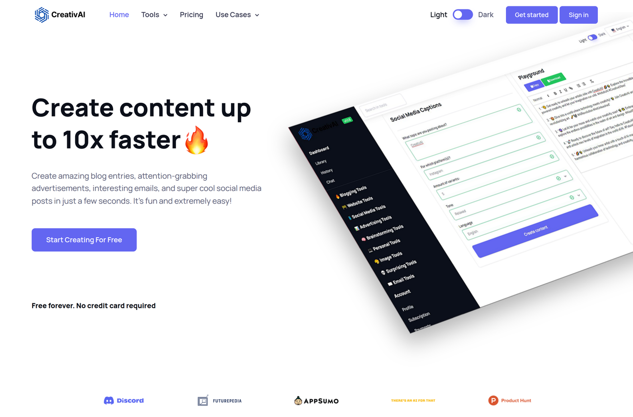 Screenshot of CreativAI
