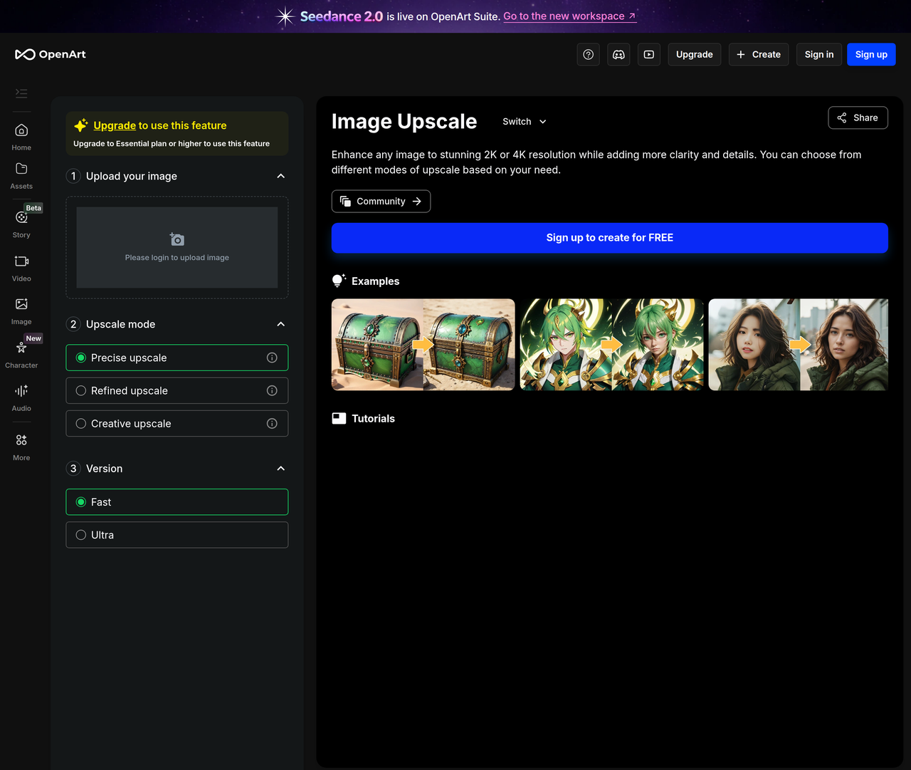 Screenshot of Creative Upscale by Openart