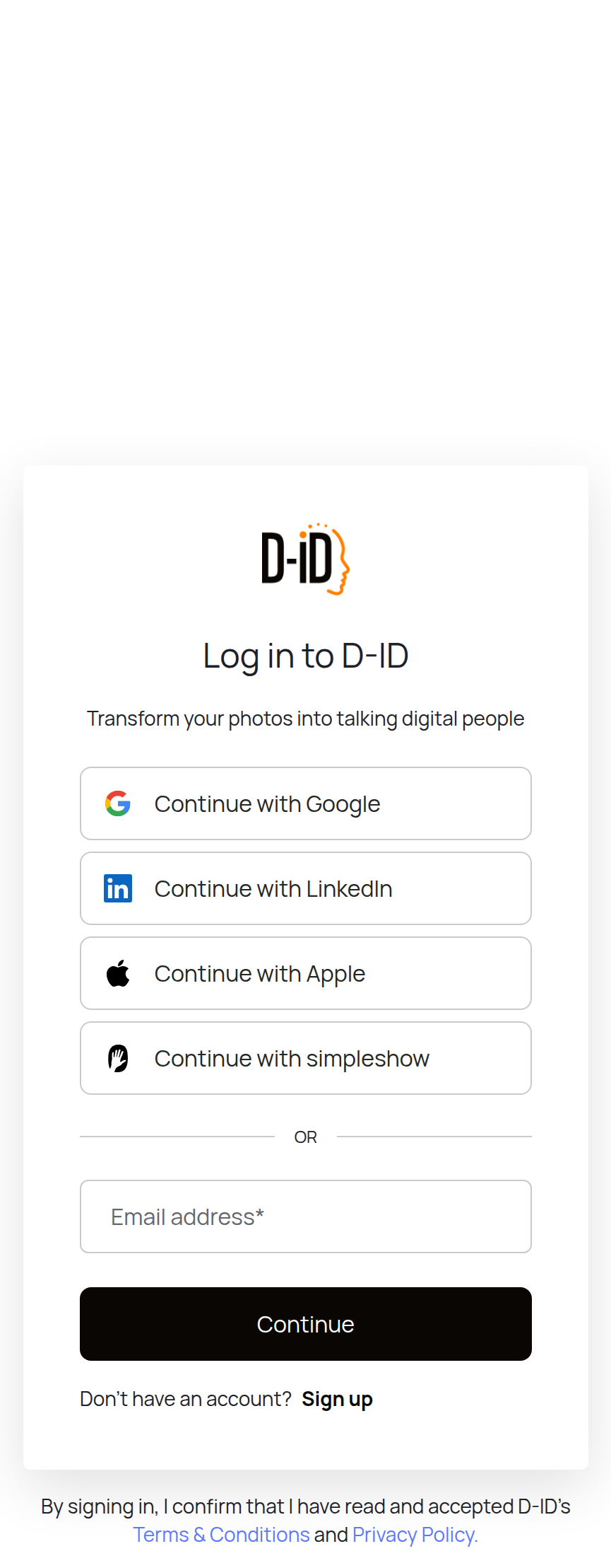 Screenshot of Studio D-ID