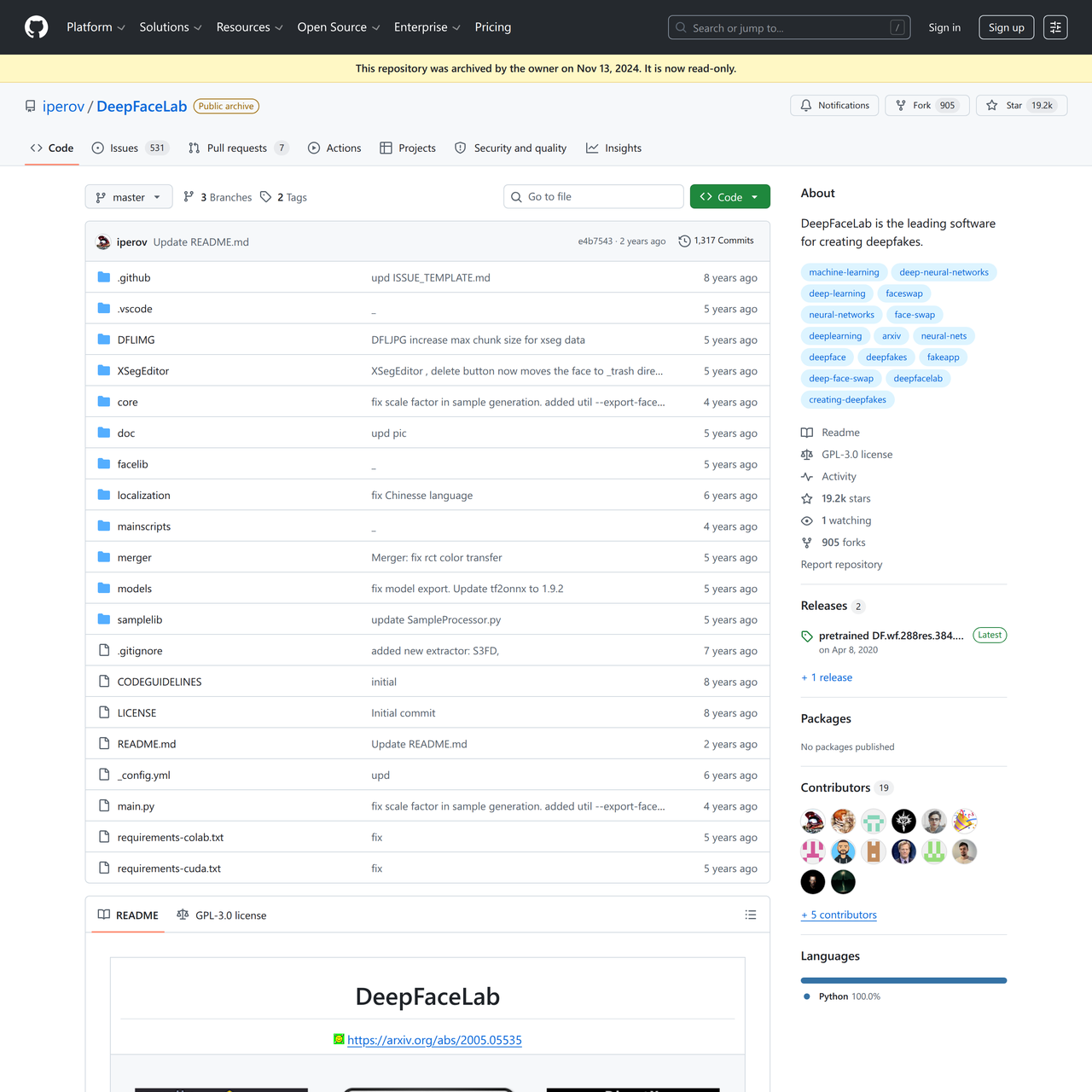 Screenshot of DeepFaceLab