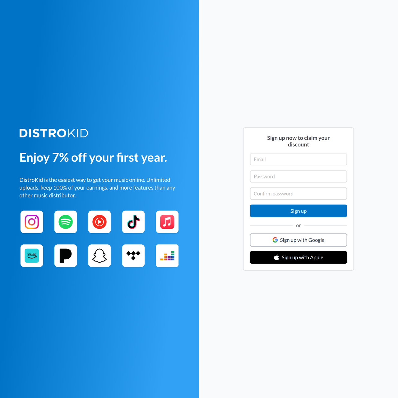Screenshot of DistroKid