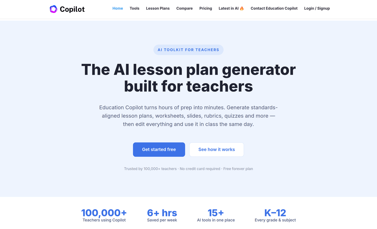 Screenshot of Education CoPilot
