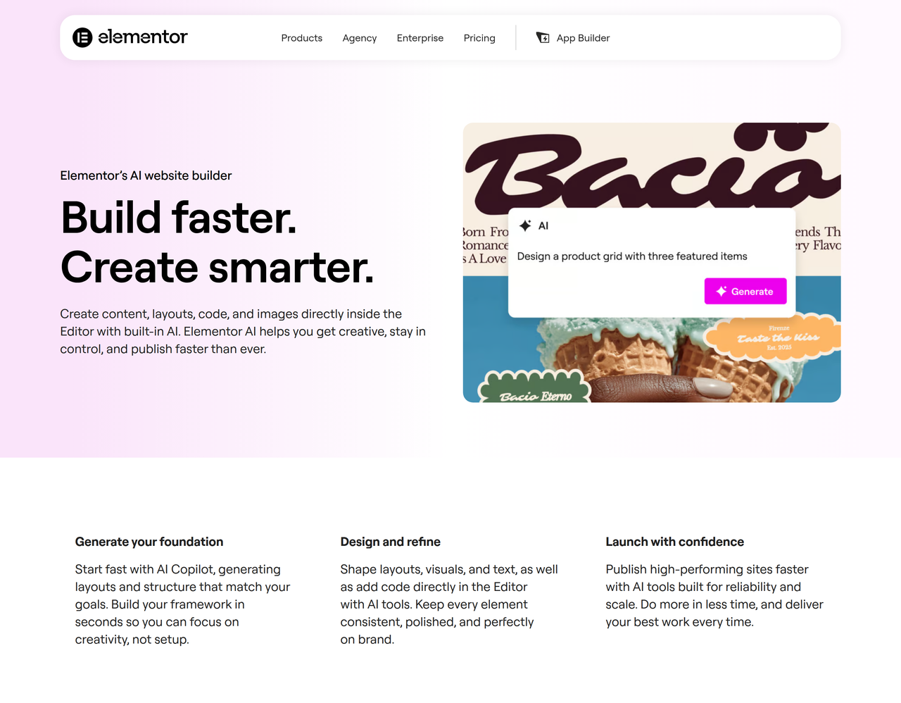 Screenshot of Elementor AI