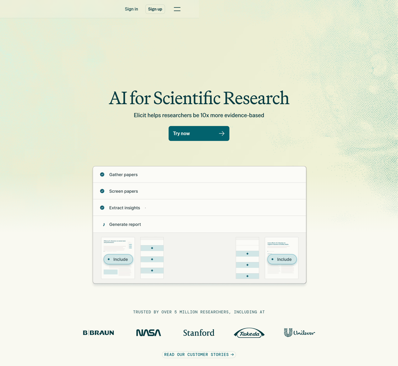 Screenshot of Elicit